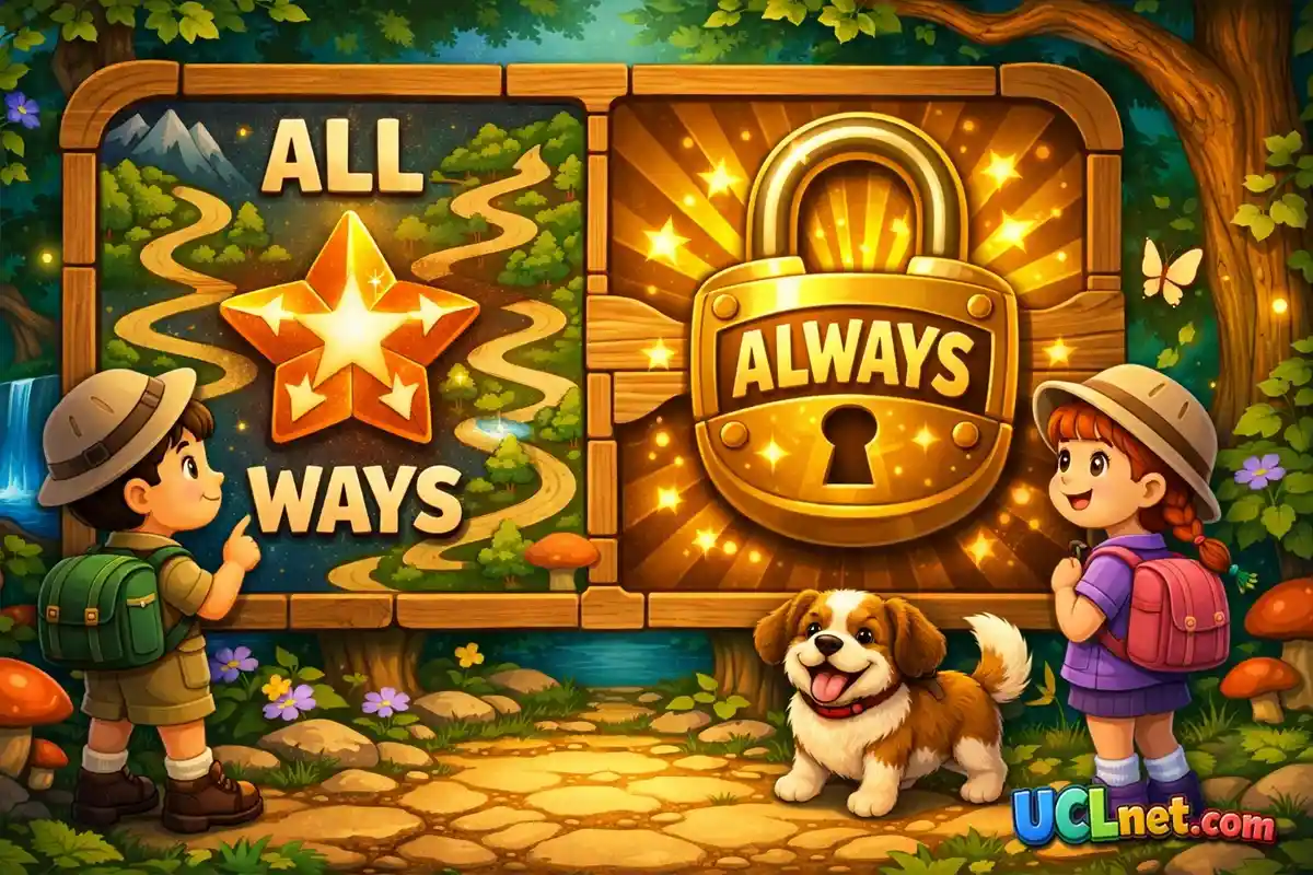 all-ways-vs-always-golden-key - UCLnet.com A bright golden key glowing with magical light inside a hollow oak tree hollow - UCLnet.com