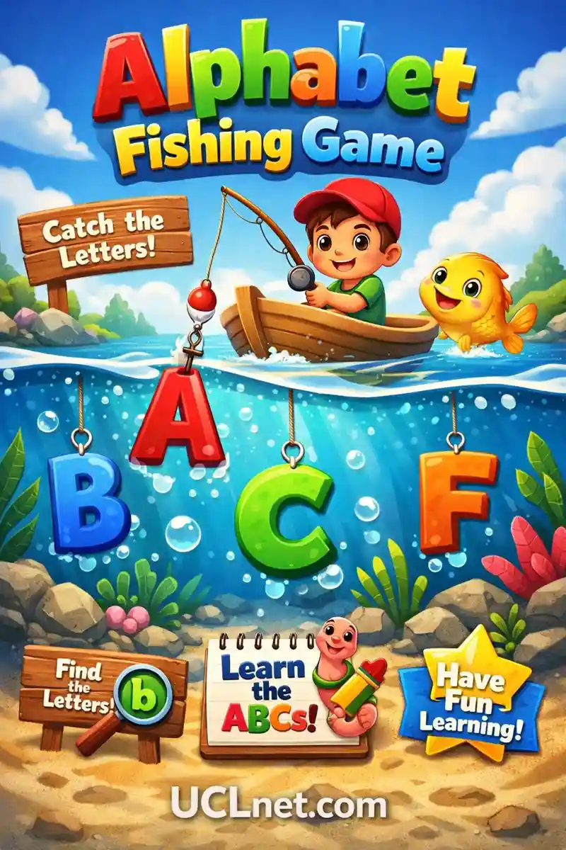 Alphabet Fishing Game Learning Graphic – UCLnet.com Colorful 3D alphabet fishing game educational graphic for kids learning letters – UCLnet.com