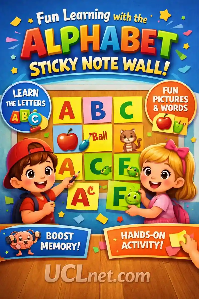 Alphabet Sticky Note Learning Wall – UCLnet.com Colorful 3D alphabet sticky note wall for kids learning letters visually – UCLnet.com