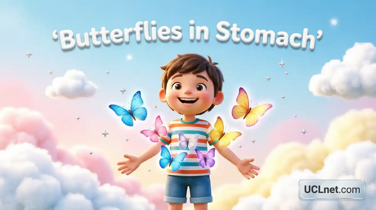Butterflies-in-Stomach-Meaning- UCLnet.com 3D infographic of butterflies in stomach meaning for kids - UCLnet.com