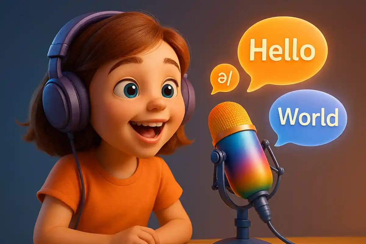 Learn English Pronunciation Clearly - UCLnet.com A girl practicing English Pronunciation with a microphone - UCLnet.com