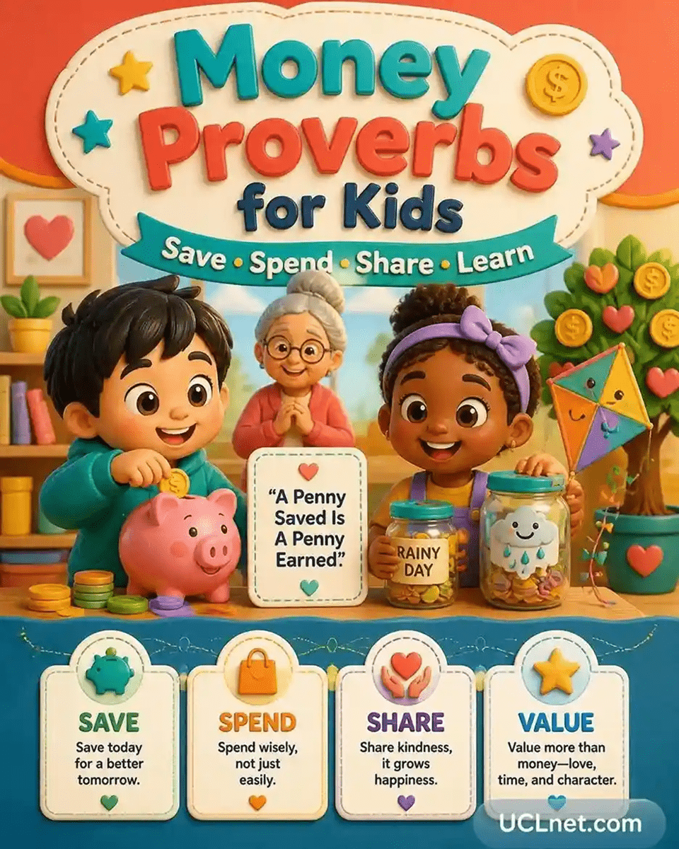 Image Title Attribute: English proverbs about money for kids - UCLnet.com English proverbs about money for kids with colorful saving lessons - UCLnet.com