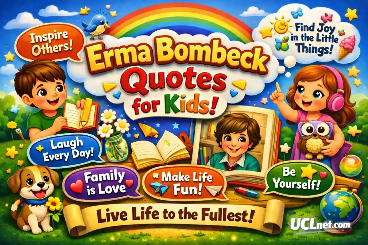 Erma Bombeck Quotes for Kids – 3D Educational Infographic – UCLnet.com 3D inspirational illustration showing Erma Bombeck quotes for kids in a colorful educational scene, featuring child‑friendly visuals – UCLnet.com