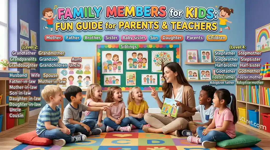 Family-Members-for-Kids-UCLnet.com-Practice Happy children learning family members with interactive games and parent guidance on UCLnet.com
