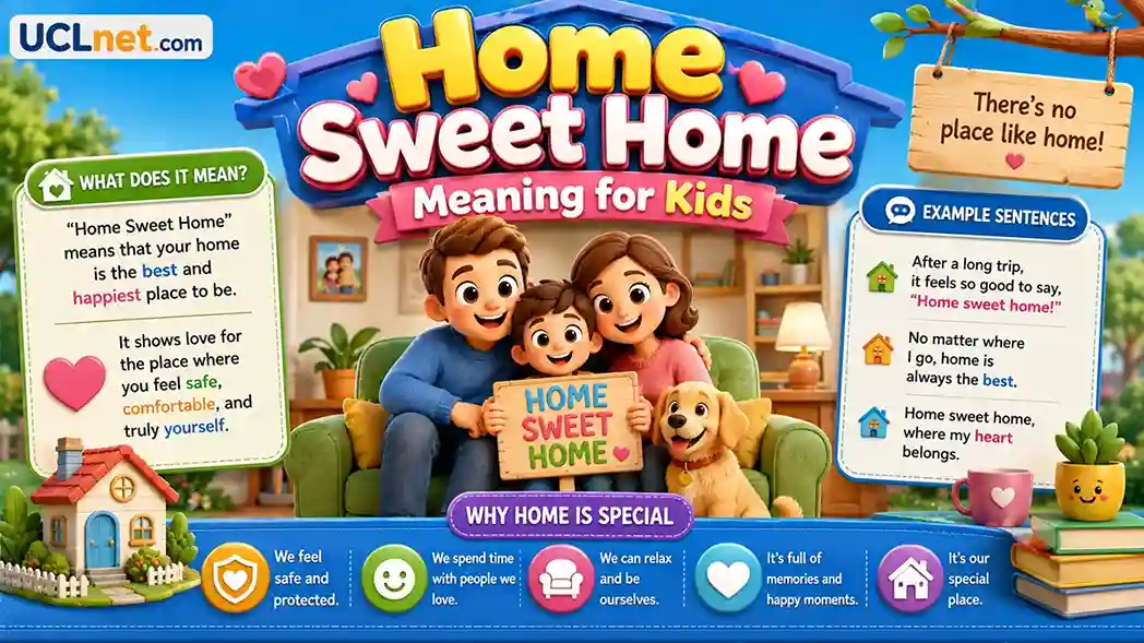 Home Sweet Home Meaning for Kids - UCLnet.com Home Sweet Home Meaning for Kids explained with colorful educational visuals - UCLnet.com