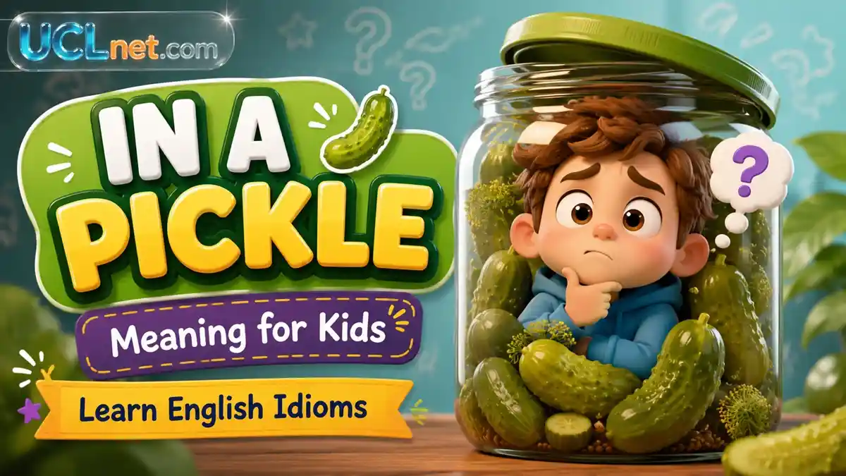 In a Pickle Idiom for Kids - UCLnet.com Cute child learns the “In a Pickle” idiom with a fun infographic illustration - UCLnet.com