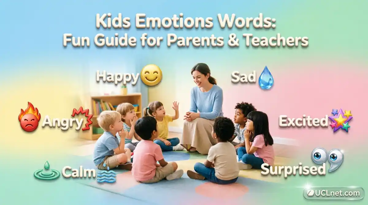 3D kids emotions words educational guide with diverse children learning feelings vocabulary - UCLnet.com