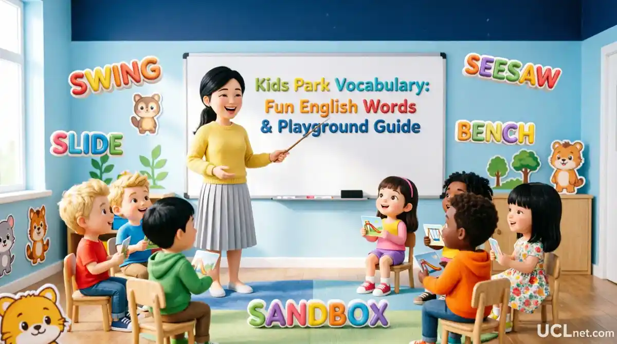 Kids Park Vocabulary; Parents Guide | UCLnet.com Diverse kindergarten kids learning English park vocabulary with teacher | UCLnet.com