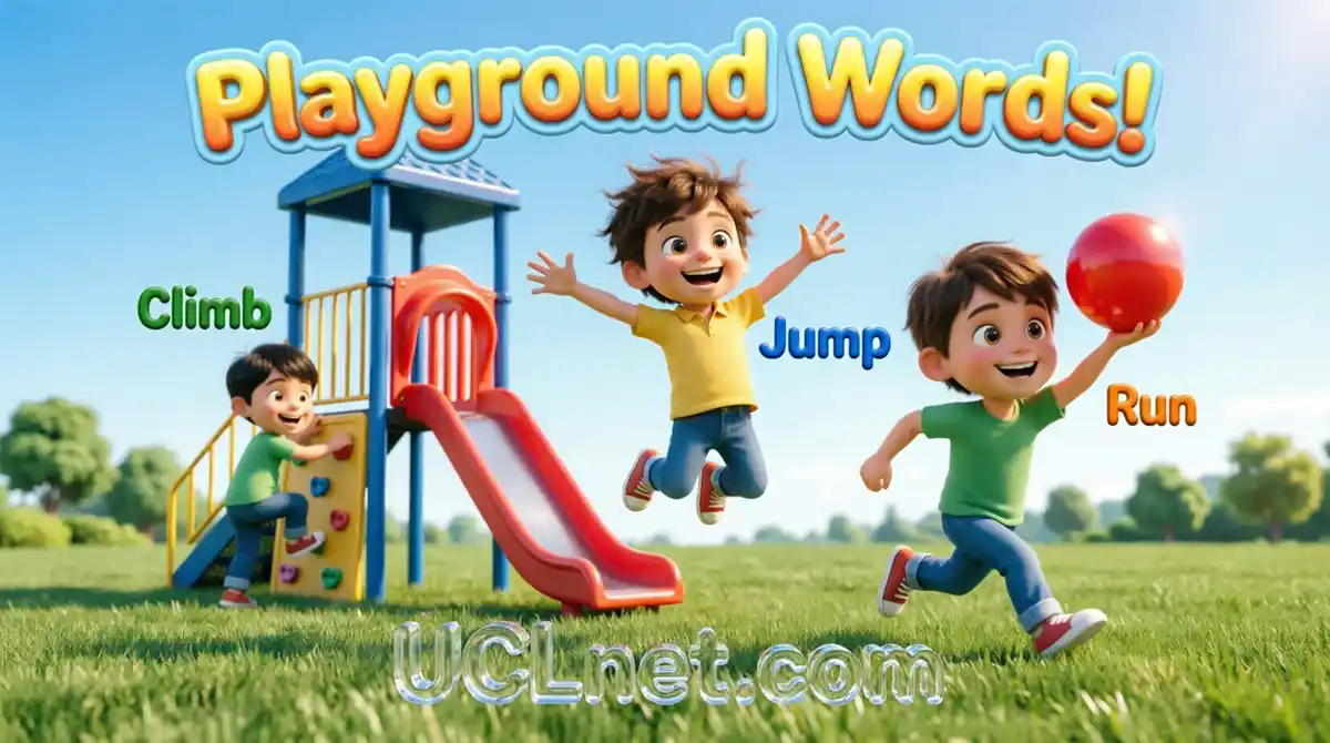 Kids Playground Vocabulary learning with fun action words and children - UCLnet.com