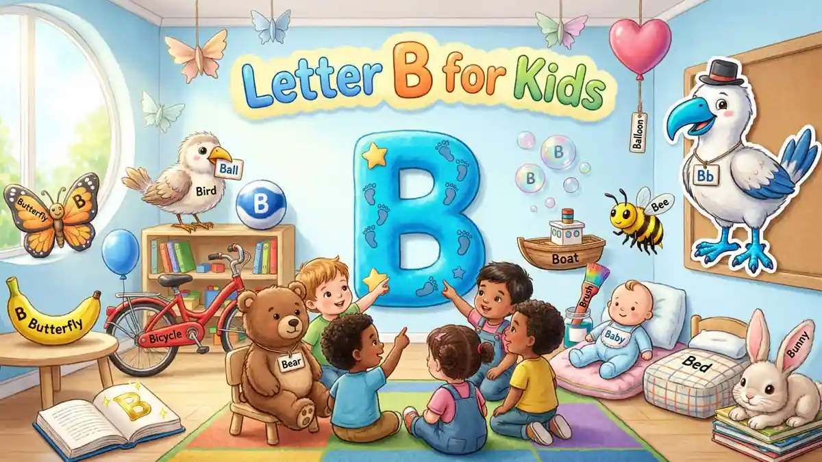 Letter B for kids with Blue-Footed Booby bird - UCLnet.com