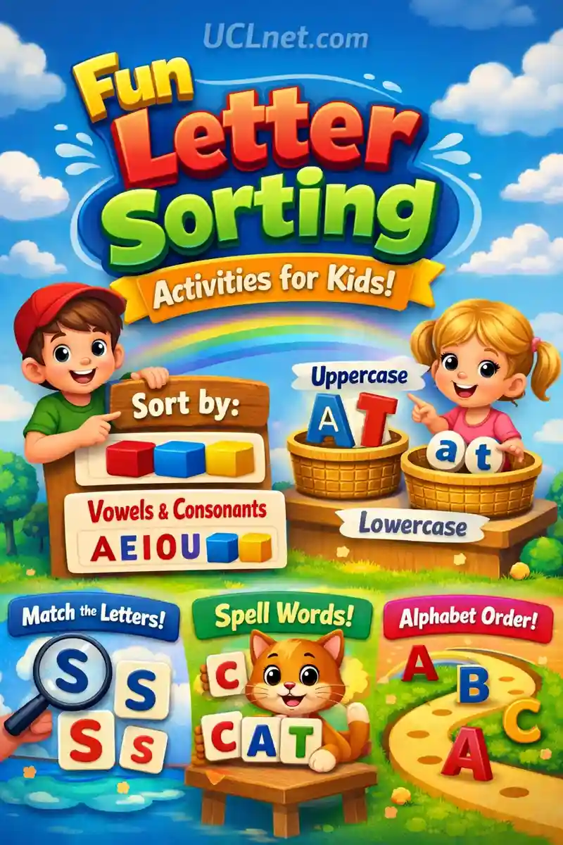 Colorful 3D letter sorting infographic for kids learning alphabet categories – UCLnet.com