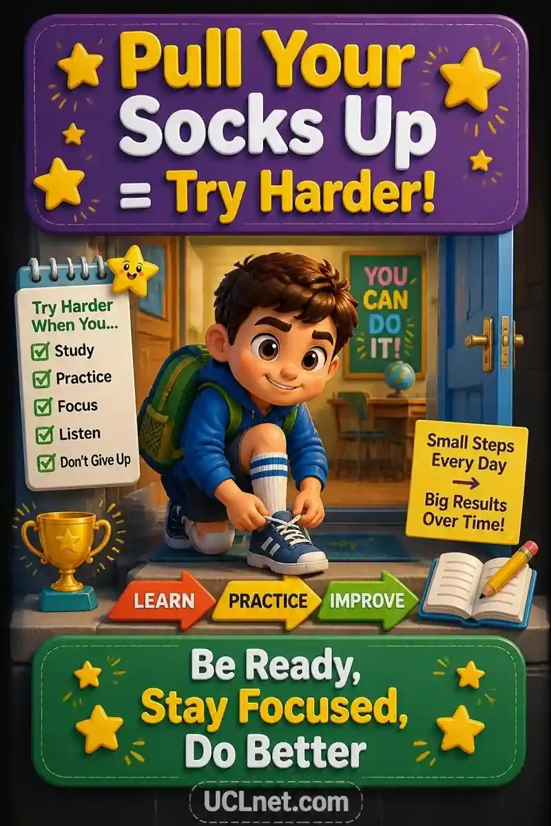 Pull your socks up meaning for kids infographic - UCLnet.com