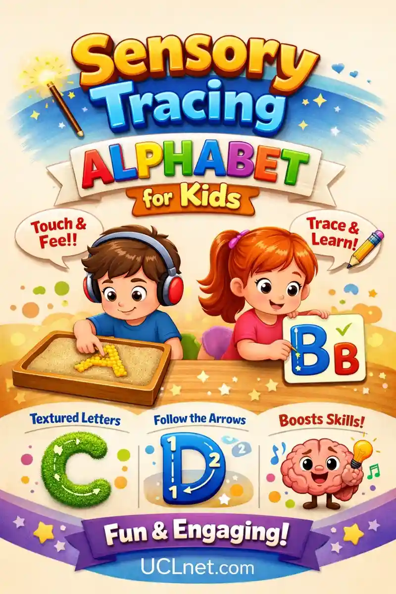 Colorful 3D sensory alphabet tracing infographic for kids’ tactile learning – UCLnet.com