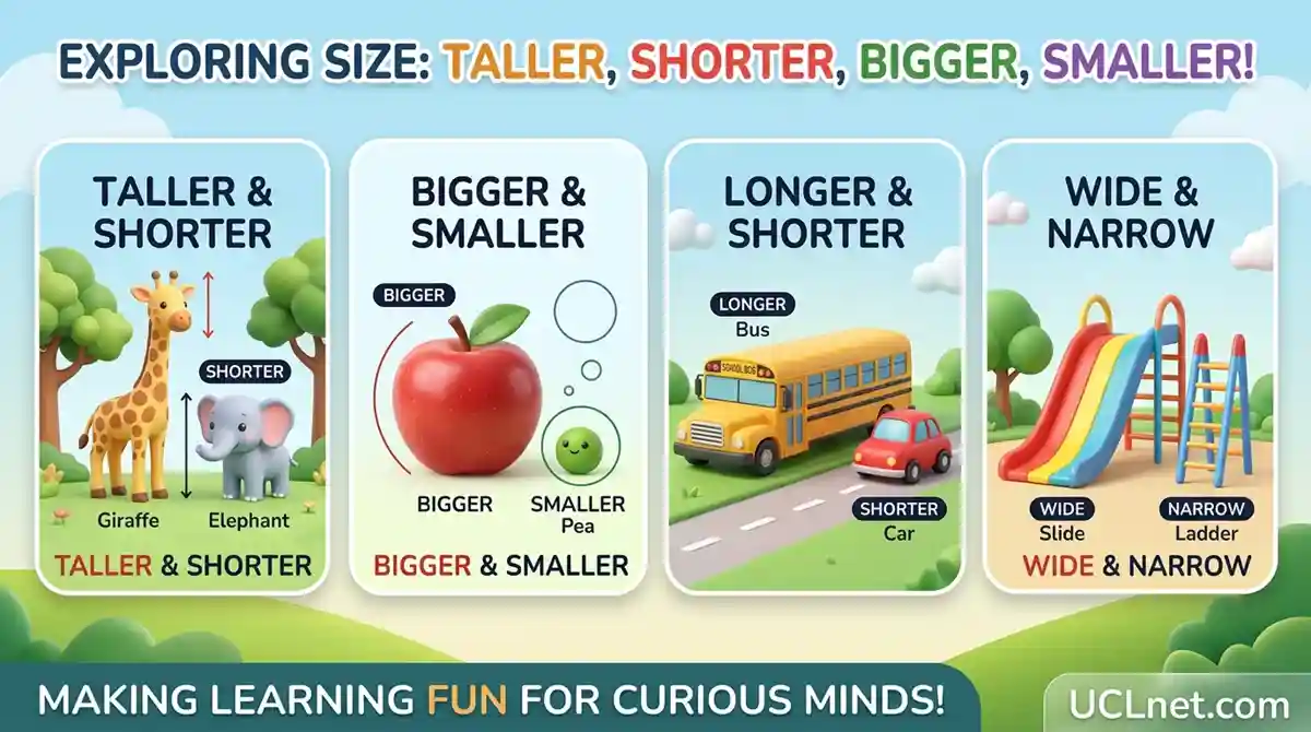 Size comparisons for kids with colorful 3D objects teaching big, small, and medium - UCLnet.com