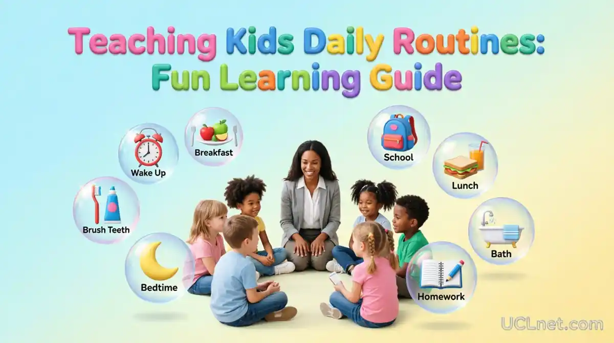 Teaching Kids Daily Routines Fun Learning Guide - UCLnet.com 3D kids learning daily routines vocabulary with teacher - wake up breakfast school lunch bath bedtime - UCLnet.com