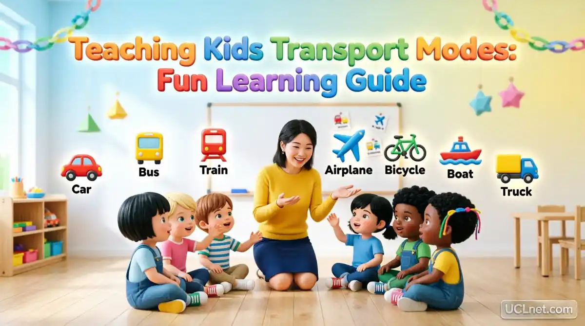 Teaching Kids Transport Modes Fun Learning Guide - UCLnet.com 3D kids learning transport modes vocabulary with teacher - car bus train airplane bicycle boat truck - UCLnet.com