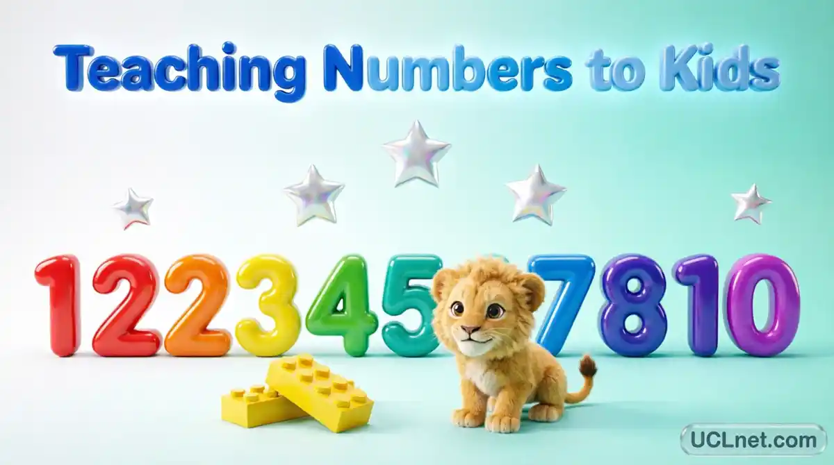 Teaching Numbers to Kids Infographic - UCLnet.com 3D colorful educational infographic for teaching numbers to kids effectively - UCLnet.com