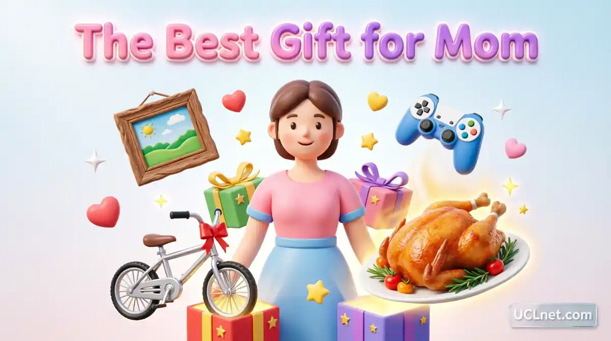 The-Best-Gift-for-Mom-Moral-Story-Educational-Infographic-UCLnet The Best Gift for Mom - Educational moral story illustration showing thoughtful gifts for mother with colorful 3D infographic design for kids learning