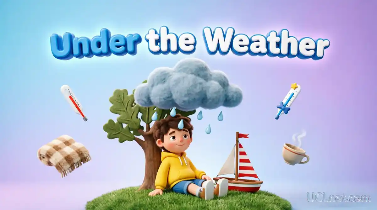 Under the Weather Idiom for Kids - UCLnet.com Cute child under rain cloud learning under the weather idiom - UCLnet.com