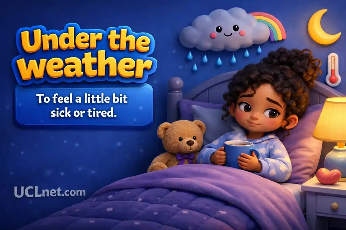 Under the Weather Idiom for Kids - UCLnet.com Child resting beneath friendly cloud illustrates under the weather idiom for kids - UCLnet.com